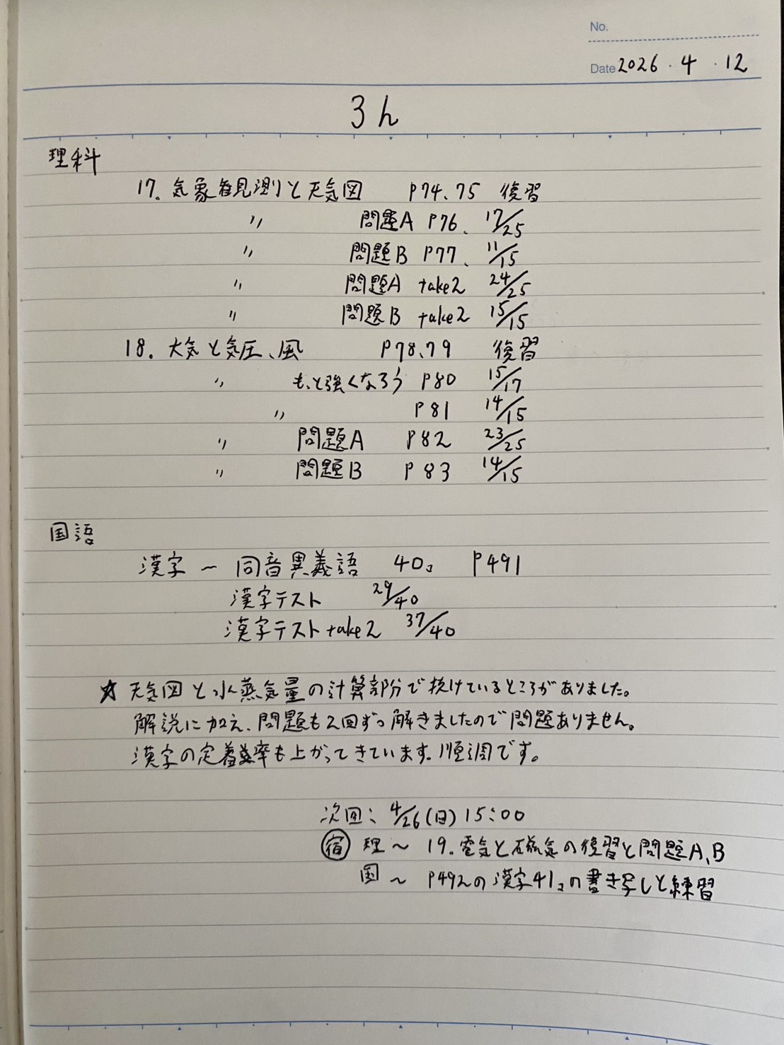 実際の授業詳細ノート